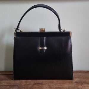 Black leather clutch